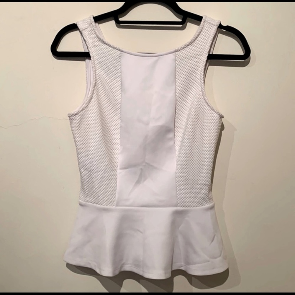 Guess White Peplum Top Size Small